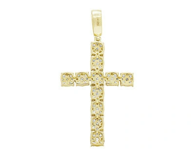 Pre-owned Jewelry Unlimited 10k Yellow Gold 2.62ct Real Diamond Cross Pendant 2" In G-h