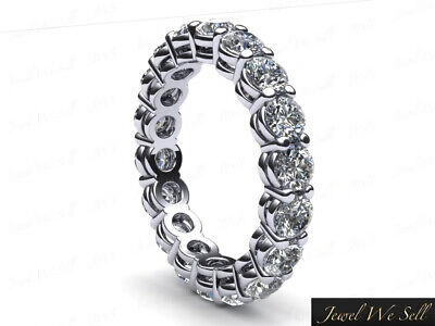 JEWELWESELL Pre-owned Eternity Band Ring Open Gallery Shared Prong Round Diamond 2.50ct 18k White Gold In Ij