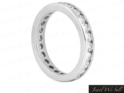 Pre-owned Jewelwesell 1.30ct Round Diamond Classic Channel Set Eternity Wedding Band Ring Platinum Si1 In White