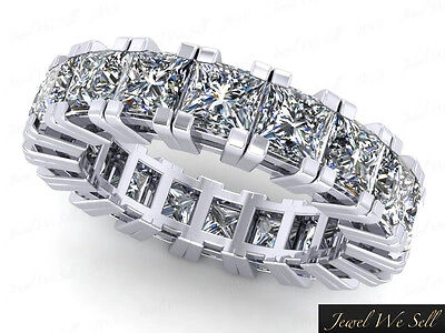 Pre-owned Jewelwesell Natural 3.75ct Princess Cut Diamond Gallery Eternity Wedding Ring 18k Gold F Vs2 In H
