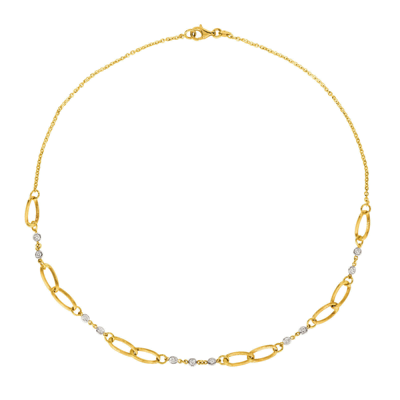 Pre-owned Morris & David 0.66 Carat Diamond Chain Style Necklace Si 14k Yellow Gold 16'' In White