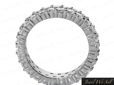 Pre-owned Jewelwesell Genuine 3.20ct Diamond 2row Staggered Wedding Eternity Band Ring 14k Gold I Si2