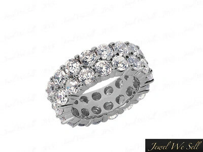 Pre-owned Jewelwesell Genuine 3.20ct Diamond 2row Staggered Wedding Eternity Band Ring 14k Gold I Si2