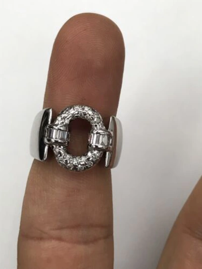 Pre-owned Navid Jewelry Inc 0.75ct Natural Diamond Cocktail Ring 14k White Gold Baguette & Round In F