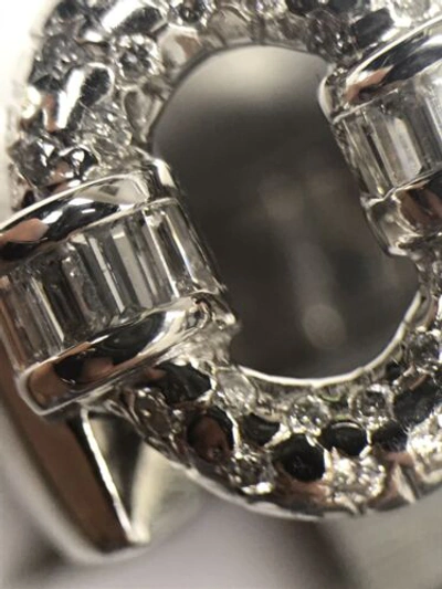 Pre-owned Navid Jewelry Inc 0.75ct Natural Diamond Cocktail Ring 14k White Gold Baguette & Round In F