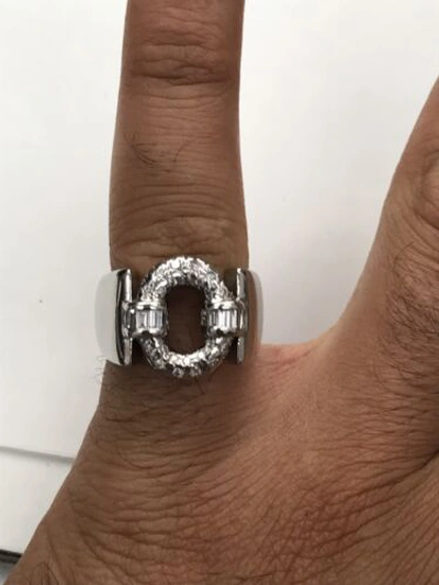 Pre-owned Navid Jewelry Inc 0.75ct Natural Diamond Cocktail Ring 14k White Gold Baguette & Round In F