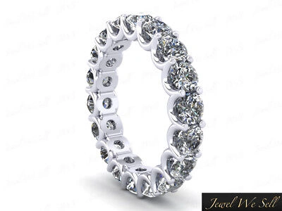 Pre-owned Jewelwesell 2.20ct Round Diamond Shared U-prong Wedding Eternity Ring 14k White Gold I Si2
