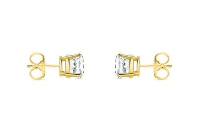 Pre-owned Shine Brite With A Diamond 1.5 Ct Round Lab Created Grown Diamond Earrings 14k Yellow Gold F/vs Basket Push