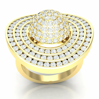 Pre-owned Swarajewel 5ctw Round Natural Diamond Engagement Ring Men Women Cocktail 14k Yellow Gold In G-h