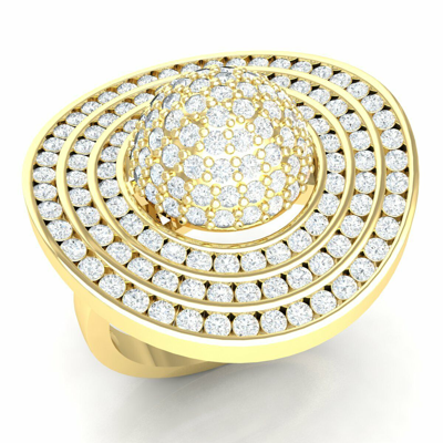 Pre-owned Swarajewel 5ctw Round Natural Diamond Engagement Ring Men Women Cocktail 14k Yellow Gold In G-h
