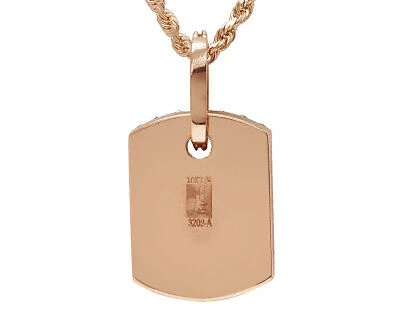 Pre-owned Jewelry Unlimited Dog-tag Egl Certified Vvs 3.5ct Real Diamond Pendant 10k Rose Gold 1.5" In I-j