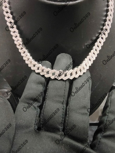 Pre-owned Online0369 Men's 13 X 24" Long Cuban Style Prong Link Necklace Silver White Gold Plated