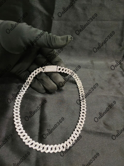 Pre-owned Online0369 Men's 13 X 24" Long Cuban Style Prong Link Necklace Silver White Gold Plated