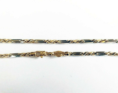Pre-owned Gd Diamond 76.40 Gm 14k Two Tone Solid Gold Men's Figarope Milano Chain Necklace 28" 5.50mm In Multicolor