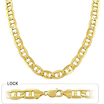 Pre-owned Gd Diamond 78.20 Gm 14k Yellow Solid Gold Men's Mariner Concave Chain Necklace 24" 10 Mm