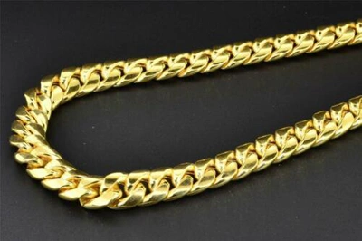 Pre-owned Jfl Diamonds & Timepieces 10k Yellow Gold Miami Cuban Semi Hollow 9mm Wide Chain 36" Necklace