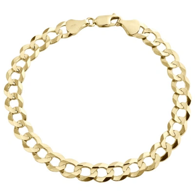 Pre-owned Jfl Diamonds & Timepieces 14k Yellow Gold 8mm Solid Plain Curb Cuban Link Lobster Clasp Bracelet 8-9 Inch