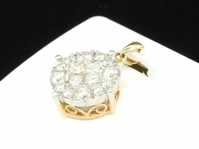 Pre-owned Jfl Diamonds & Timepieces Princess Cut Diamond Pendant Charm Circle Fashion 14k Yellow Gold 1 Ct In White