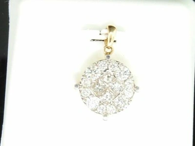 Pre-owned Jfl Diamonds & Timepieces Princess Cut Diamond Pendant Charm Circle Fashion 14k Yellow Gold 1 Ct In White