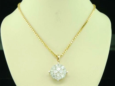 Pre-owned Jfl Diamonds & Timepieces Princess Cut Diamond Pendant Charm Circle Fashion 14k Yellow Gold 1 Ct In White