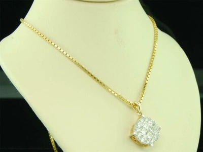 Pre-owned Jfl Diamonds & Timepieces Princess Cut Diamond Pendant Charm Circle Fashion 14k Yellow Gold 1 Ct In White
