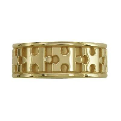 Pre-owned Undisclosed Autism Awareness Jigsaw Puzzle Piece Ring Band In 14k Yellow Gold, Ring Sizes 3.