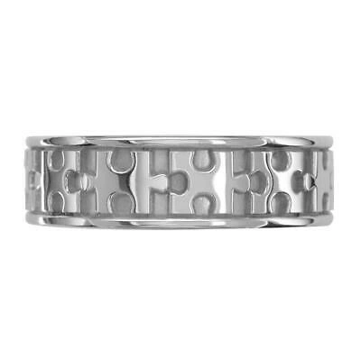 Pre-owned Undisclosed Autism Awareness Jigsaw Puzzle Piece Ring Band In 14k White Gold, Ring Sizes 9 T