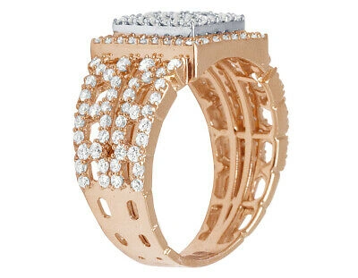 Pre-owned Jewelry Unlimited Men's 10k Two Tone Rose Gold Real Baguette Diamond Bar Ring 2ct 14mm