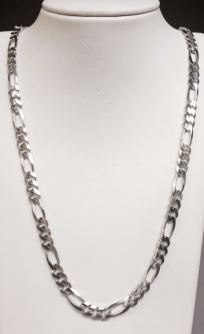 Pre-owned Nova 14k Solid White Gold Mens Figaro Curb Link Chain/necklace 30" 7mm 55 Grams In No Stone