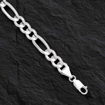 Pre-owned Nova 14k Solid White Gold Mens Figaro Curb Link Chain/necklace 30" 7mm 55 Grams In No Stone