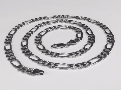 Pre-owned Nova 14k Solid White Gold Mens Figaro Curb Link Chain/necklace 30" 7mm 55 Grams In No Stone