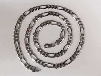 Pre-owned Nova 14k Solid White Gold Mens Figaro Curb Link Chain/necklace 30" 7mm 55 Grams In No Stone