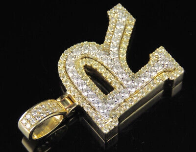 Pre-owned Jewelry Unlimited R Initial Custom Letter Diamond Pendant Charm In 10k Two Tone Gold 1.9 Ct 1.5" In G-h