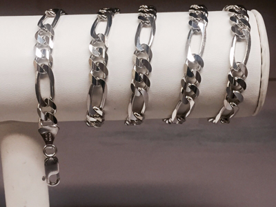 Pre-owned Nova 14k Solid White Gold Mens Figaro Curb Link Chain/necklace 30" 7mm 55 Grams In No Stone