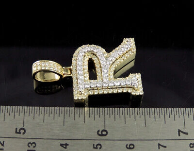 Pre-owned Jewelry Unlimited R Initial Custom Letter Diamond Pendant Charm In 10k Two Tone Gold 1.9 Ct 1.5" In G-h