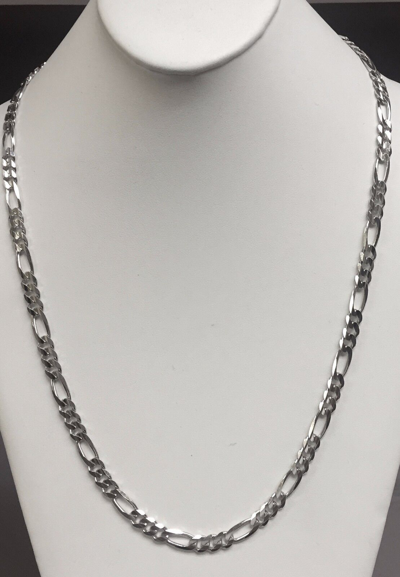 Pre-owned Nova 14k Solid White Gold Mens Figaro Curb Link Chain/necklace 30" 7mm 55 Grams In No Stone