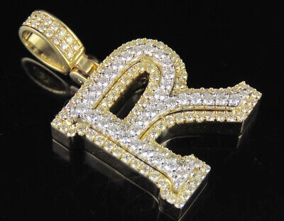 Pre-owned Jewelry Unlimited R Initial Custom Letter Diamond Pendant Charm In 10k Two Tone Gold 1.9 Ct 1.5" In G-h