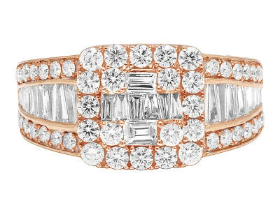 Pre-owned Jewelry Unlimited Men's Real Baguette Diamond Square Pinky Ring 14k Rose Gold 3 3/5 Ct 12.5mm