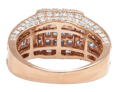 Pre-owned Jewelry Unlimited Men's Real Baguette Diamond Square Pinky Ring 14k Rose Gold 3 3/5 Ct 12.5mm