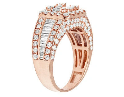 Pre-owned Jewelry Unlimited Men's Real Baguette Diamond Square Pinky Ring 14k Rose Gold 3 3/5 Ct 12.5mm