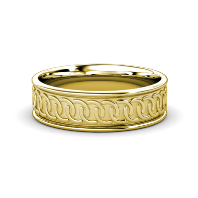 Pre-owned Trijewels High Polish 6.00 Mm Unisex Celtic Wedding Band 14k Yellow Gold Jp : 113028