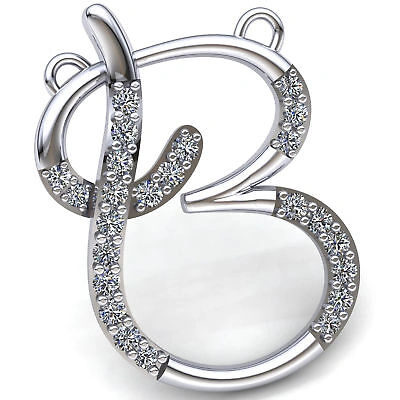 Pre-owned Jewelwesell Natural 1ct Round Cut Diamond Women's Alphabet 'b' Letter Pendant 14k Gold