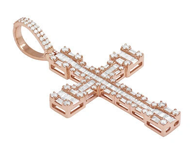Pre-owned Jewelry Unlimited 10k Gold Baguette Diamond Cross 1.5" 2 3/4 Ct In G-h