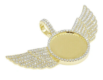 Pre-owned Jewelry Unlimited Yellow Gold Real Diamond Angel Wing Memory Frame Pendant 3.5 Ct In G-h