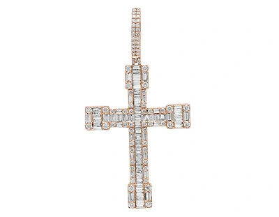 Pre-owned Jewelry Unlimited 10k Gold Baguette Diamond Cross 1.5" 2 3/4 Ct In G-h