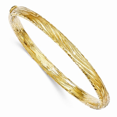 Pre-owned Quality Gold Bangle Bracelet 14k Yellow Gold 10mm Diamond Cut Hinged Polished Italy