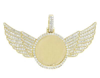 Pre-owned Jewelry Unlimited Yellow Gold Real Diamond Angel Wing Memory Frame Pendant 3.5 Ct In G-h