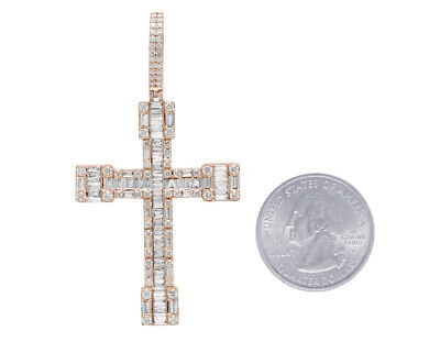 Pre-owned Jewelry Unlimited 10k Gold Baguette Diamond Cross 1.5" 2 3/4 Ct In G-h