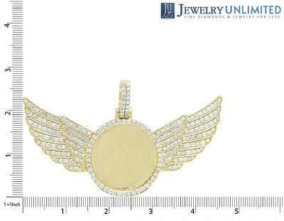 Pre-owned Jewelry Unlimited Yellow Gold Real Diamond Angel Wing Memory Frame Pendant 3.5 Ct In G-h