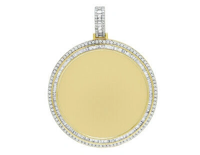 Pre-owned Memory 10k Yellow Gold  Frame Medallion Baguette Real Diamond Photo Engrave Pe...